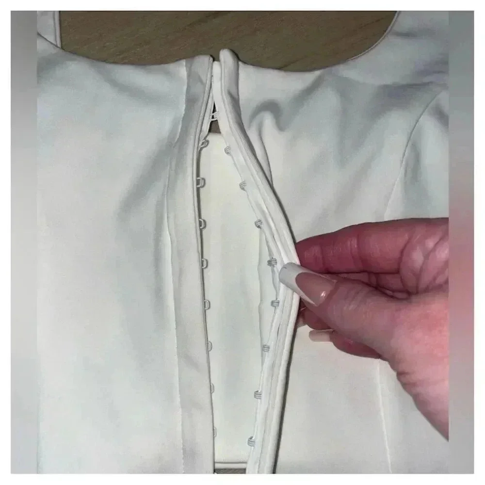 Women's Sexy White Corset Crop Top Square Neck Sleeveless Clubwear S​